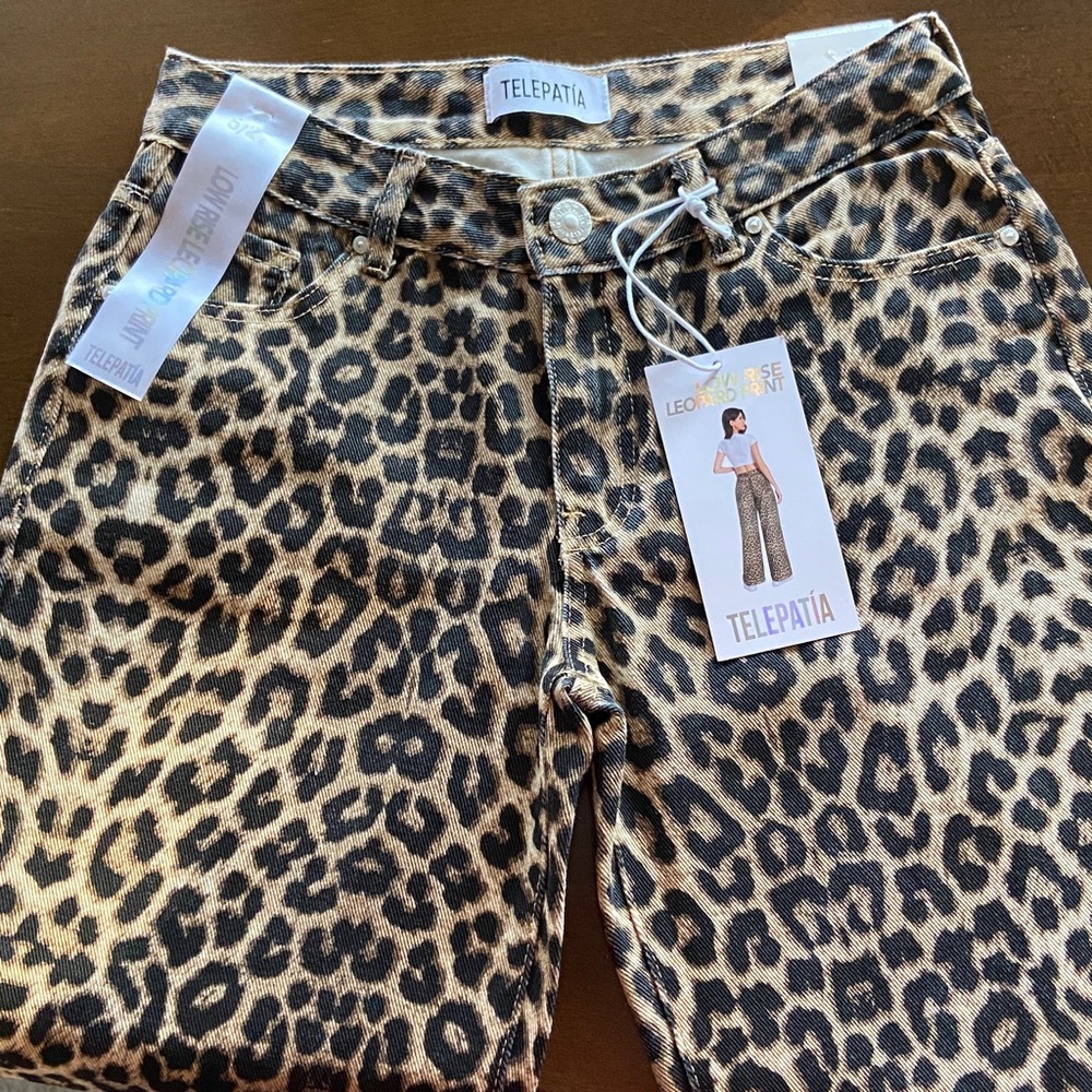 Telepatia Leopard Print Wide-Leg Pants, size 5/27. New with tags! Super cute! - Picture 3 of 14